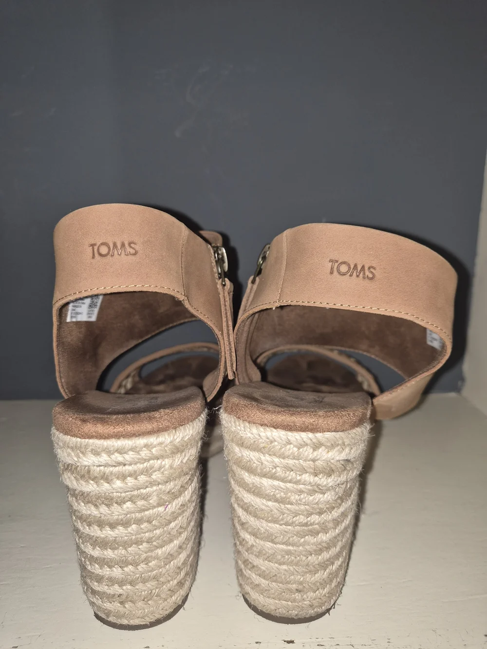 Toms Beige Woven Espadrille Platform Sandals